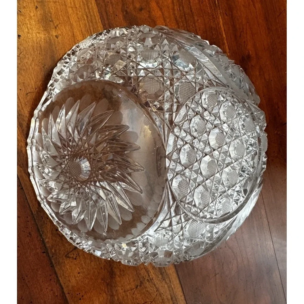 Vintage Cut‎ Glass Crystal Serving Bowl 8